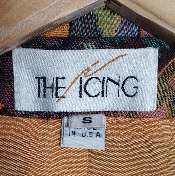 The Icong Vintage Colorful Geometric Tapestry Women's One Button Blazer - Picture 2 of 8